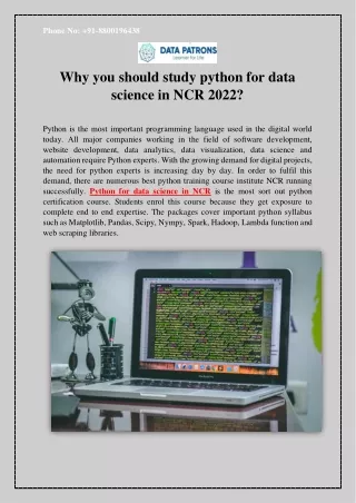 Why you should study python for data science in NCR 2022