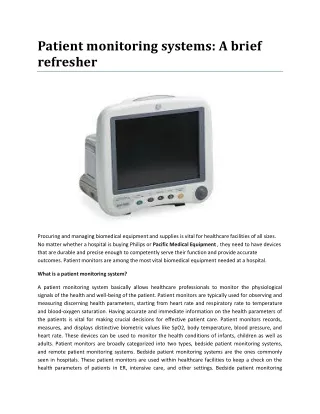 Patient monitoring systems: A brief refresher