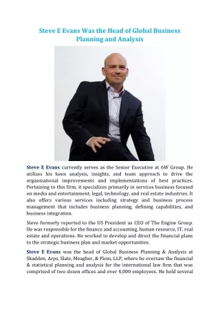 steve e evans was the head of global business
