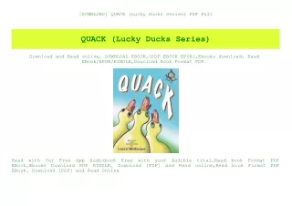 [DOWNLOAD] QUACK (Lucky Ducks Series) PDF Full