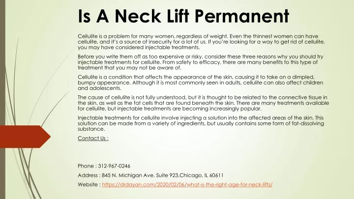 is a neck lift permanent