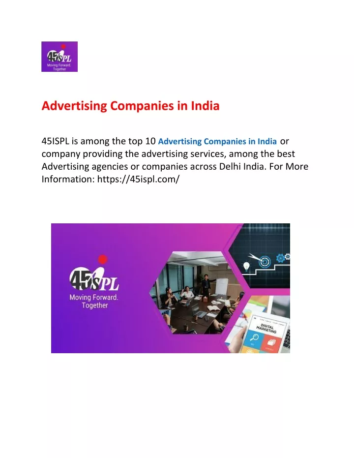 advertising companies in india 45ispl is among