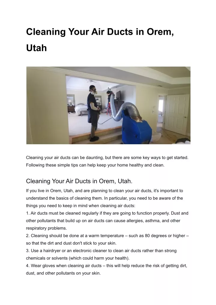 cleaning your air ducts in orem