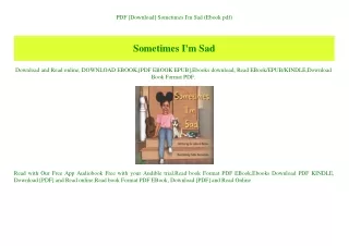 PDF [Download] Sometimes I'm Sad (Ebook pdf)