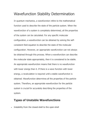 wavefunction stability determination inquiry