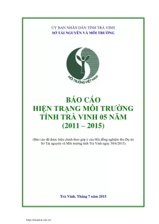 Báo cáo hiện trạng môi trường tỉnh Trà Vinh 5 năm (2011-2015)