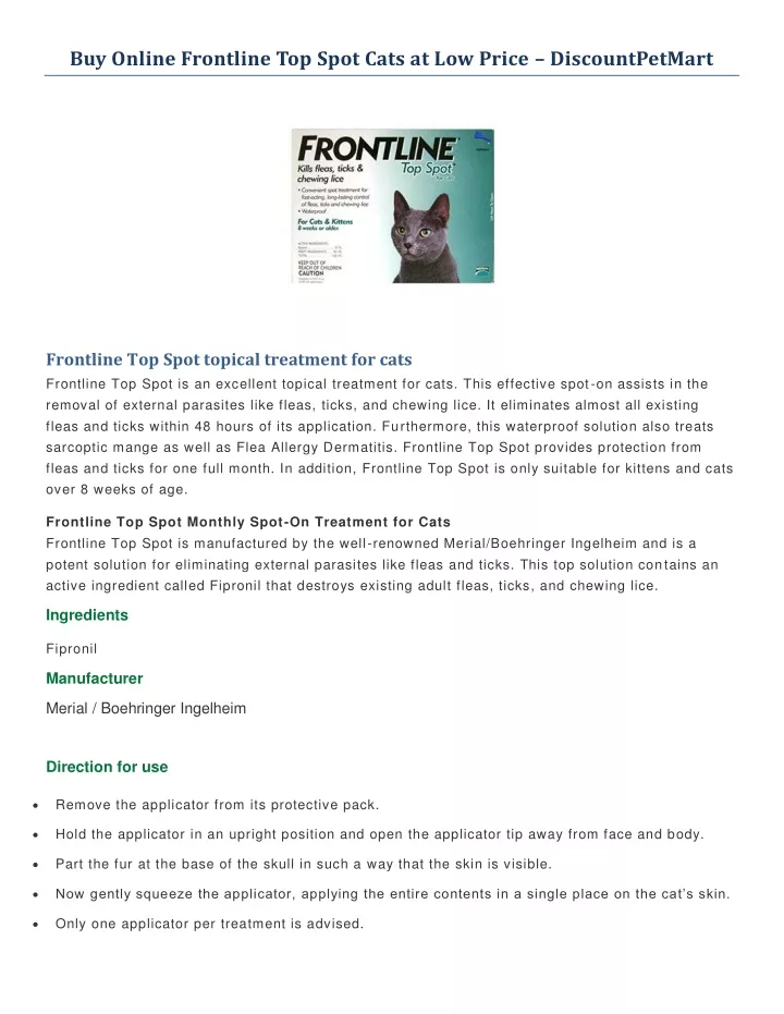 buy online frontline top spot cats at low price