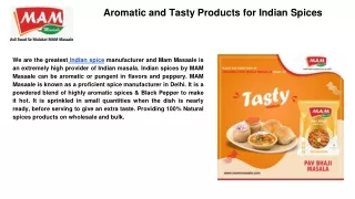 Aromatic and Tasty Products for Indian Spices