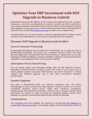 Optimize Your ERP Investment with NAV Upgrade to Business Central
