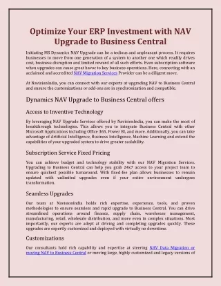 optimize your erp investment with nav upgrade
