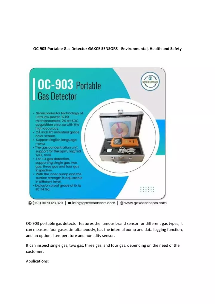 oc 903 portable gas detector gaxce sensors