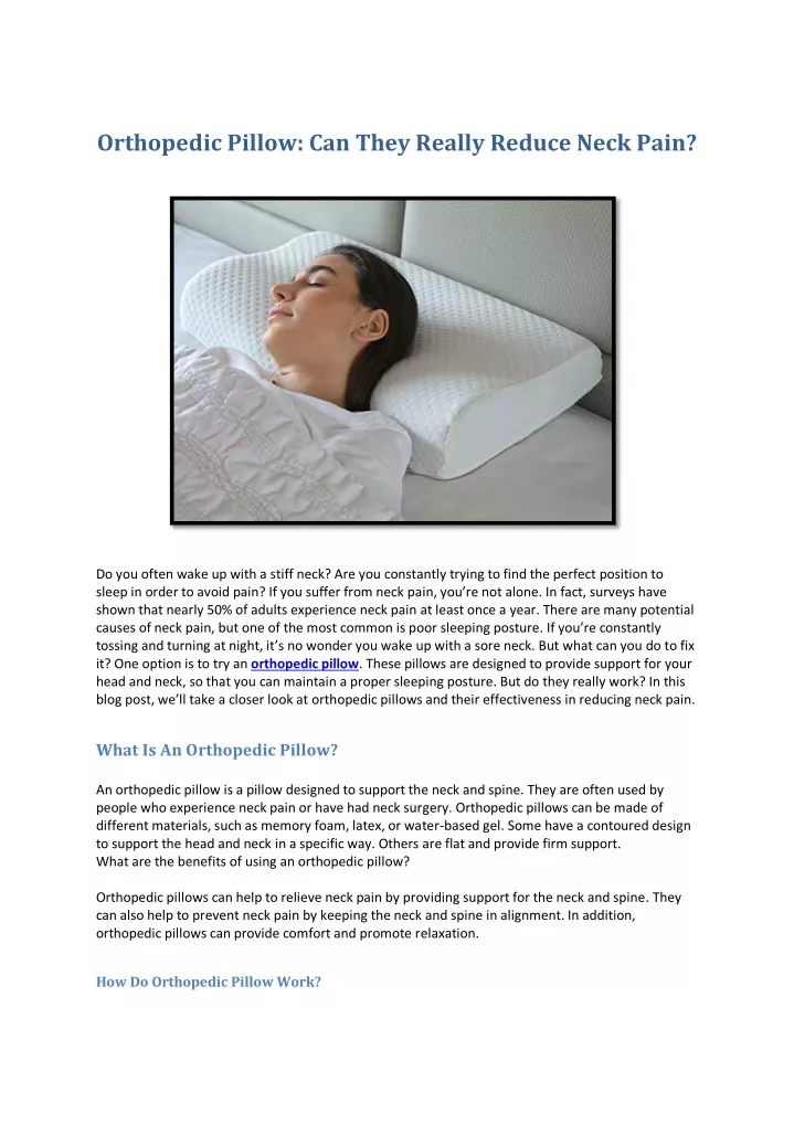 orthopedic pillow can they really reduce neck pain