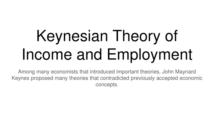 keynesian theory of income and employment