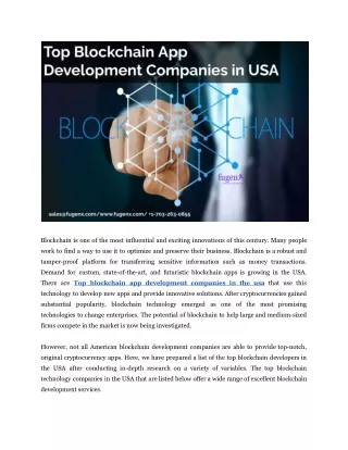 Top Blockchain App Development Companies in USA