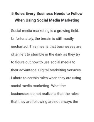 5 rules every business needs to follow