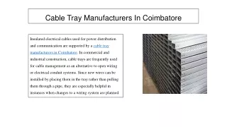 cable tray manufacturers in coimbatore