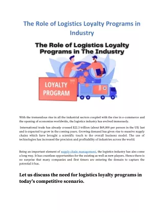 The Role of Logistics Loyalty Programs in The Industry