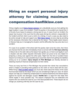 Hiring an expert personal injury attorney for claiming maximum compensation-hanfliklaw.com