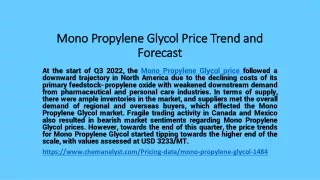 mono propylene glycol price trend and forecast