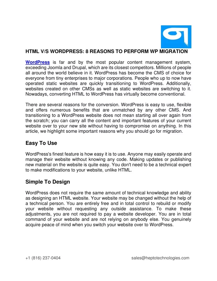 html v s wordpress 8 reasons to perform