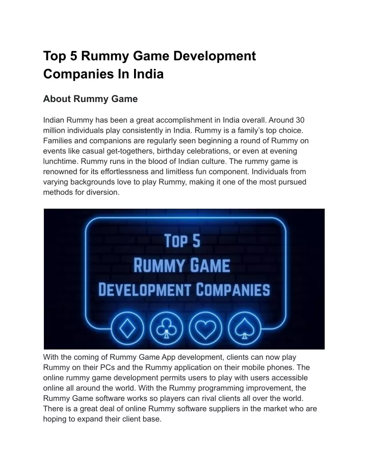 top 5 rummy game development companies in india