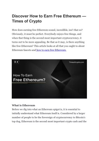 How to Earn Free Ethereum - Times of crypto
