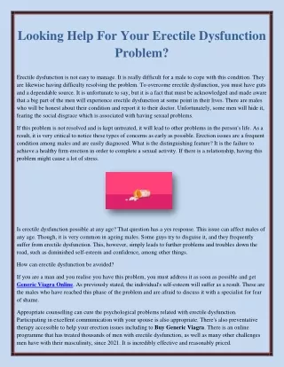 looking help for your erectile dysfunction problem