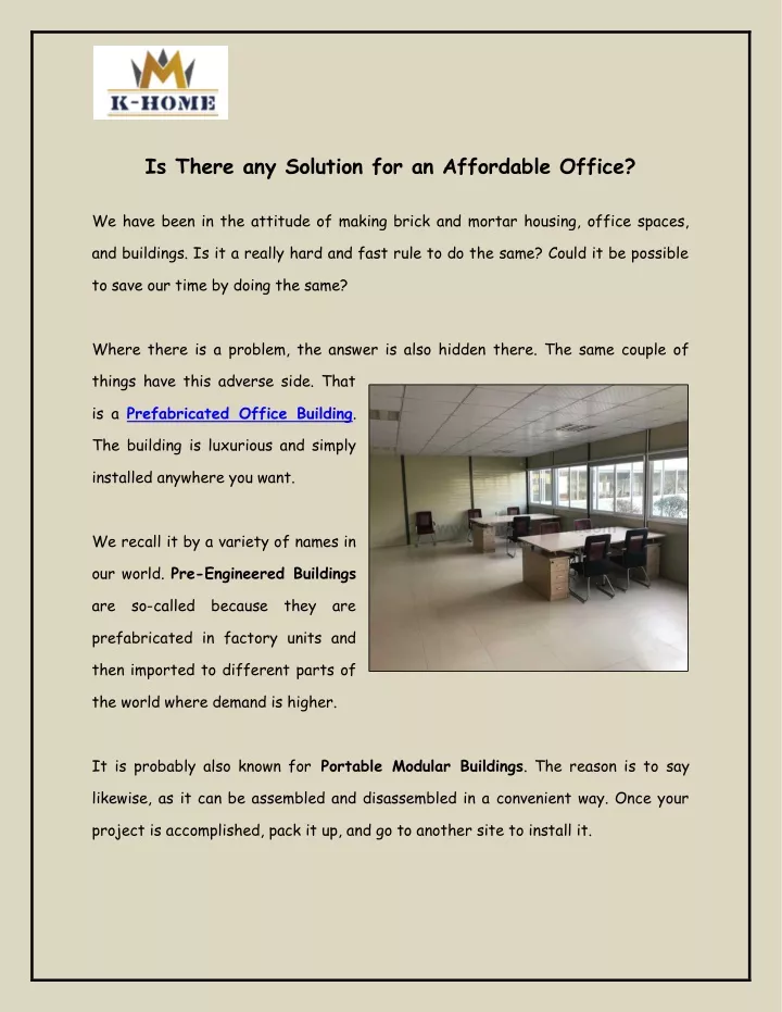 is there any solution for an affordable office