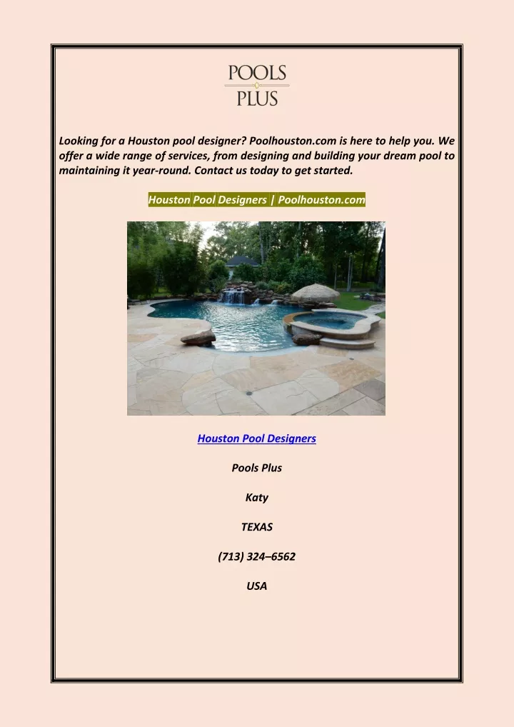 looking for a houston pool designer poolhouston