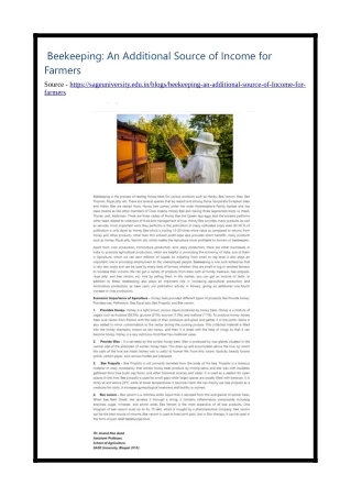 beekeeping an additional source of income