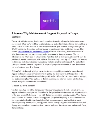 3 Reasons Why Maintenance & Support Required in Drupal Website