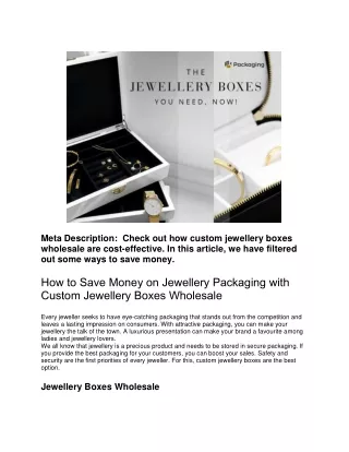 Jewellery boxes