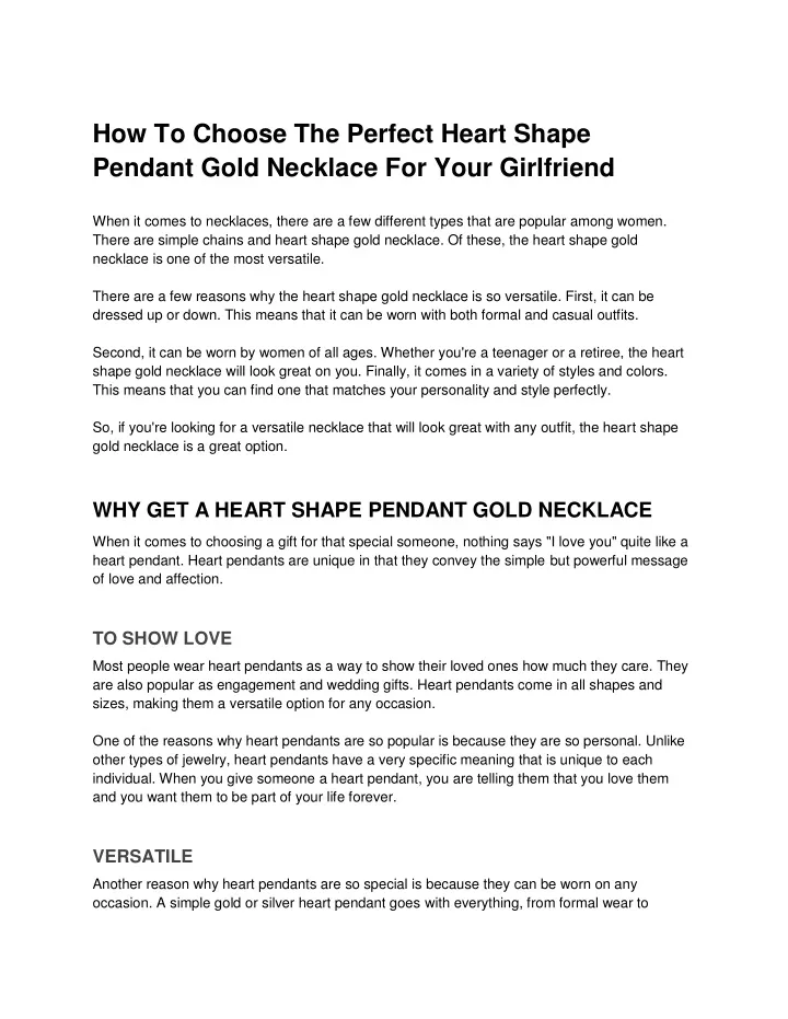 how to choose the perfect heart shape pendant