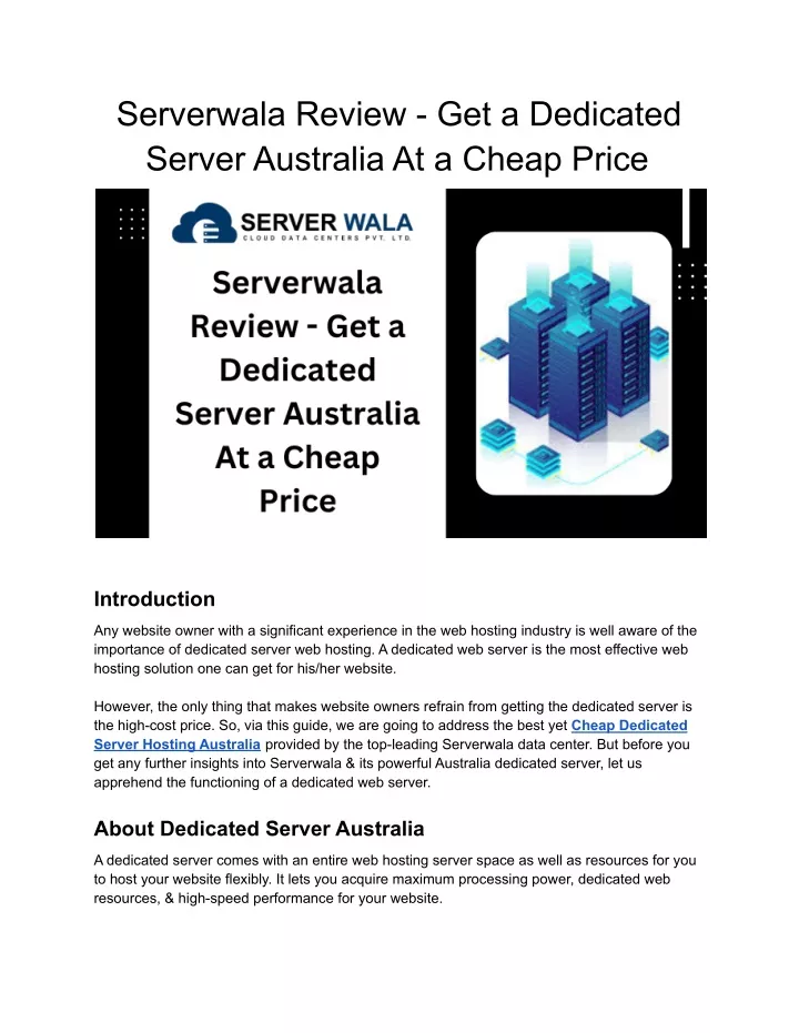serverwala review get a dedicated server