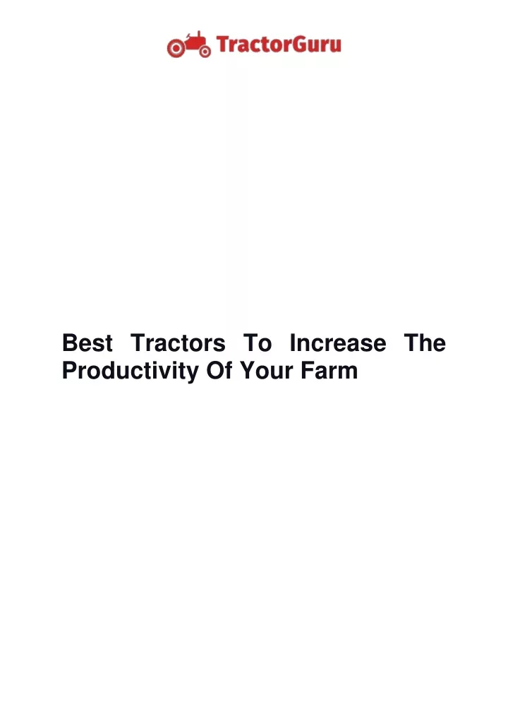 best tractors to increase the productivity
