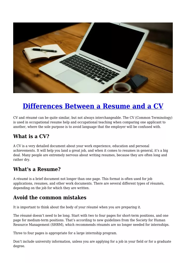 differences between a resume and a cv