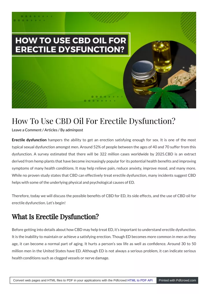 how to use cbd oil for erectile dysfunction leave