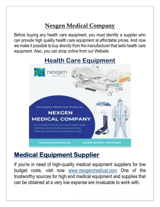 Medical equipment supplier California - Surgical Supplies Companies