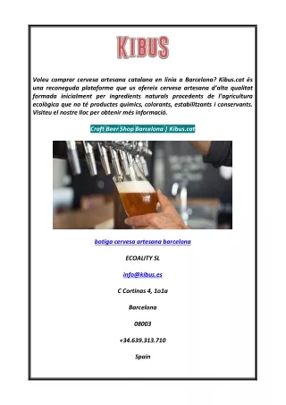 Craft Beer Shop Barcelona  Kibus.cat