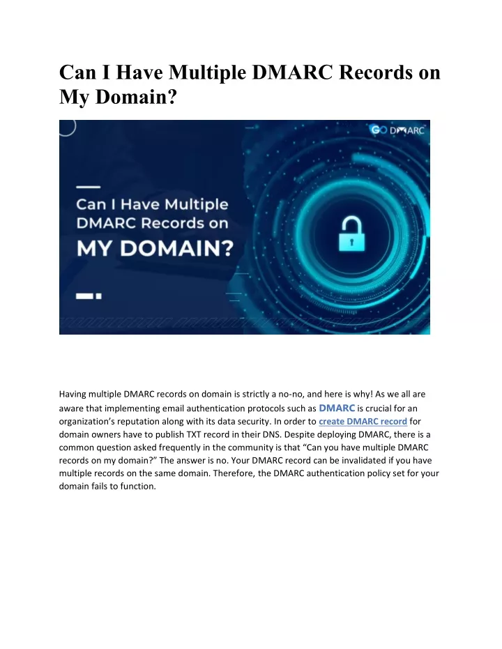 can i have multiple dmarc records on my domain