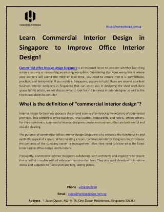 Commercial Office Interior Design Singapore | Homies Design