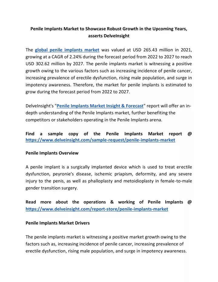 penile implants market to showcase robust growth