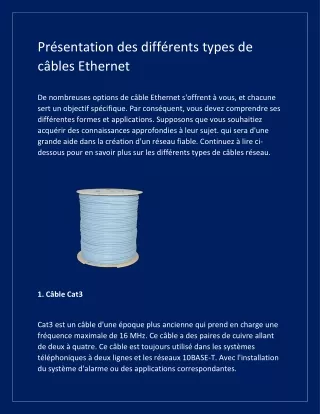 pr sentation des diff rents types de c bles