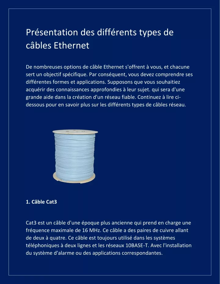 PPT - Présentation Des Différents Types De Câbles Ethernet PowerPoint ...