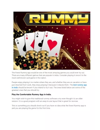 the finest rummy app would be one of the most