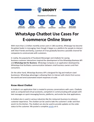 WhatsApp Chatbot Use Cases For E-commerce Online Store