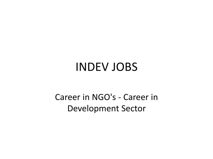 indev jobs