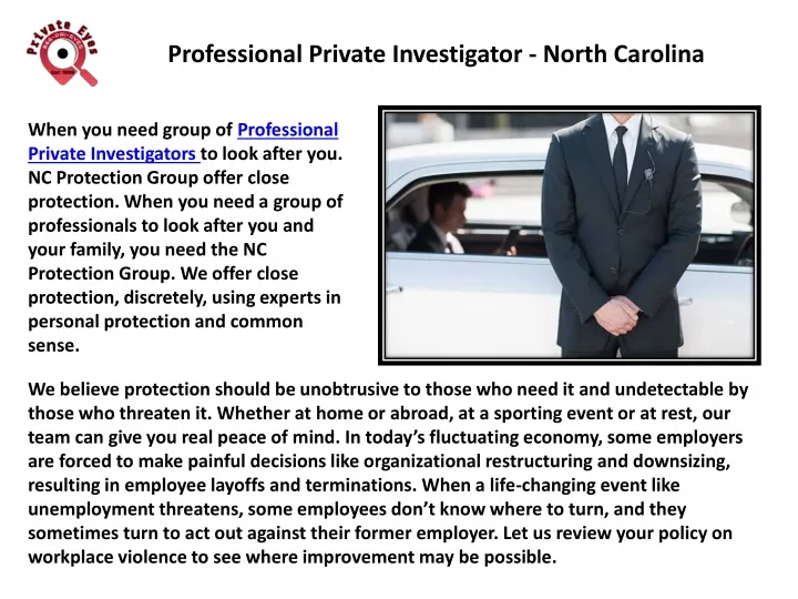 professional private investigator north carolina