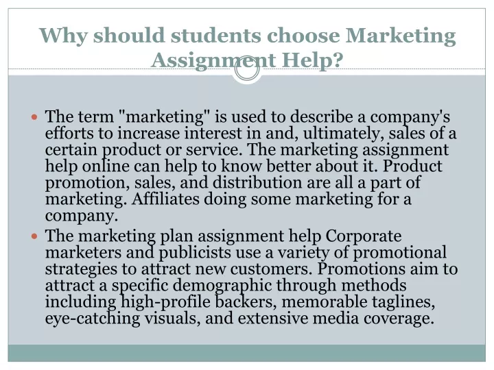 why should students choose marketing assignment help