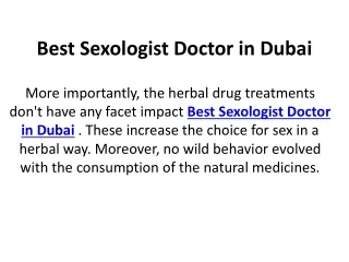 Best Sexologist Doctor in Dubai